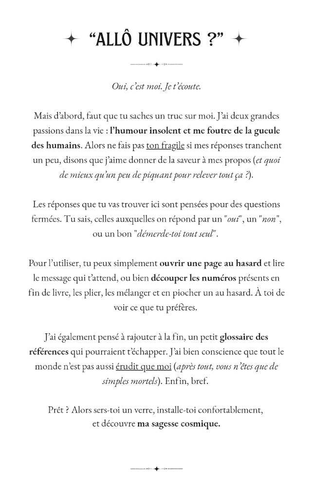 Livre Oracle "Allô Univers ?"