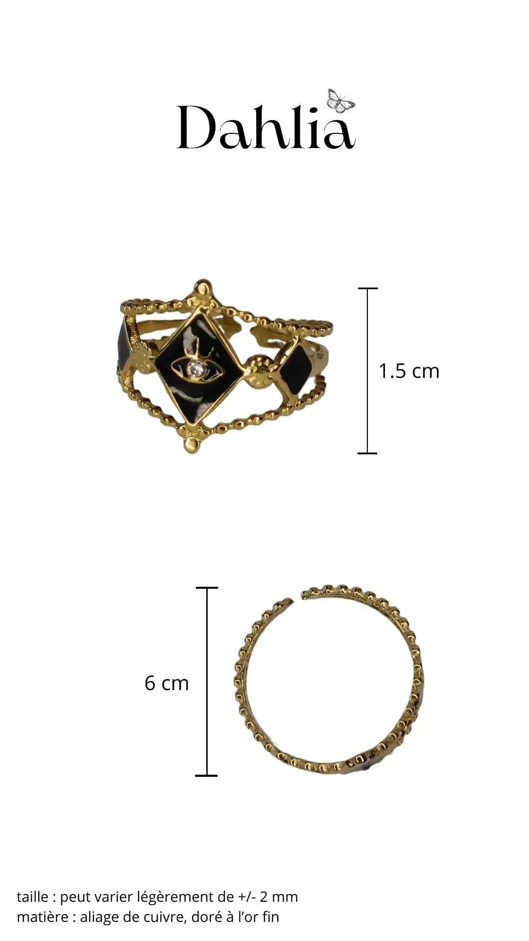 bague acier inoxydable réglable femme mystique