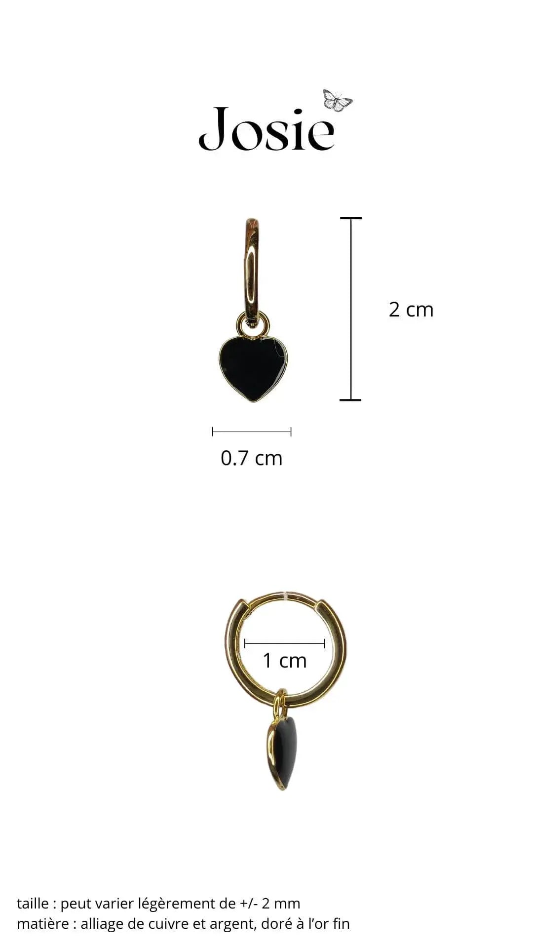 boucle d'oreille pendant motif coeur émail pour femme romantique