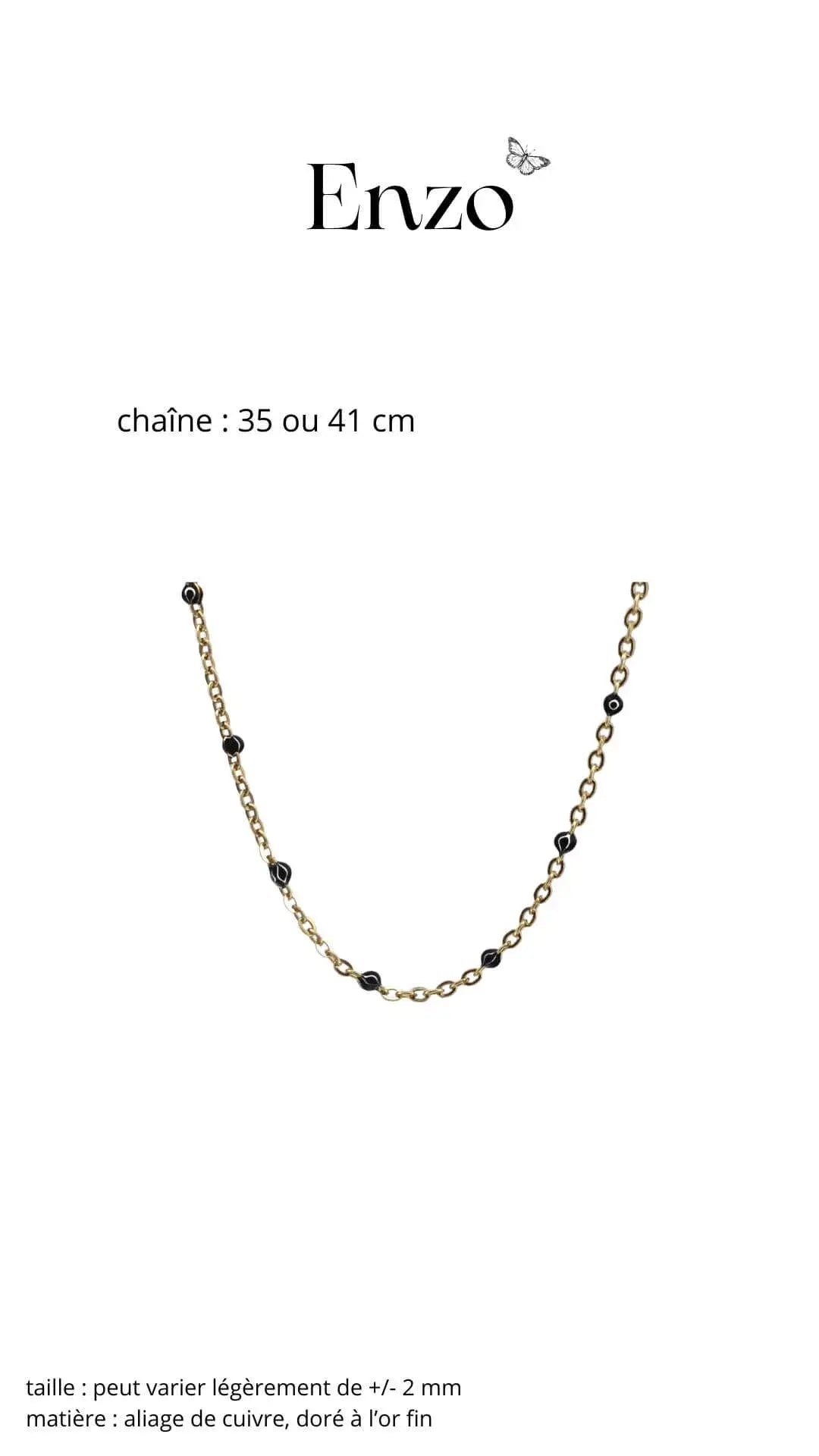 collier ras le cou fin et elegant pierres noires