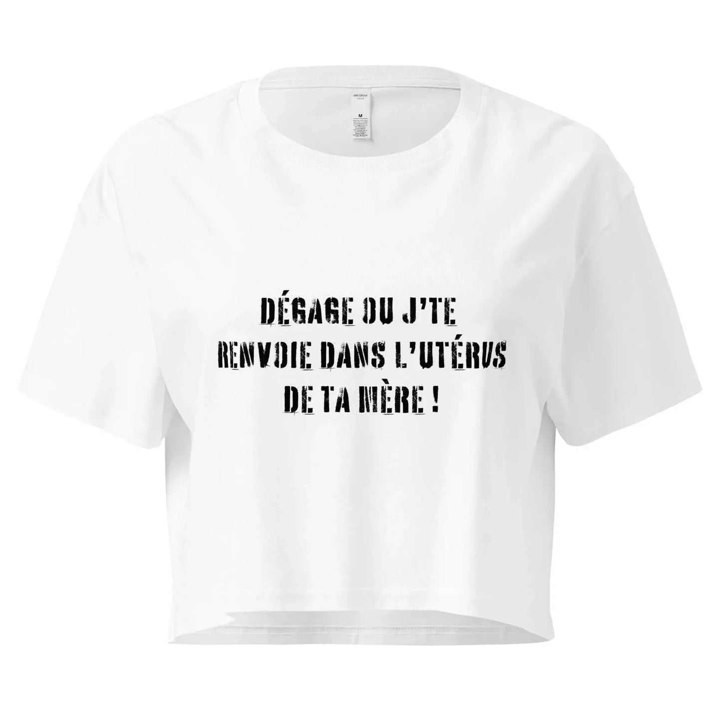 T-shirt crop top blanc insolent avec slogan provocateur et humoristique