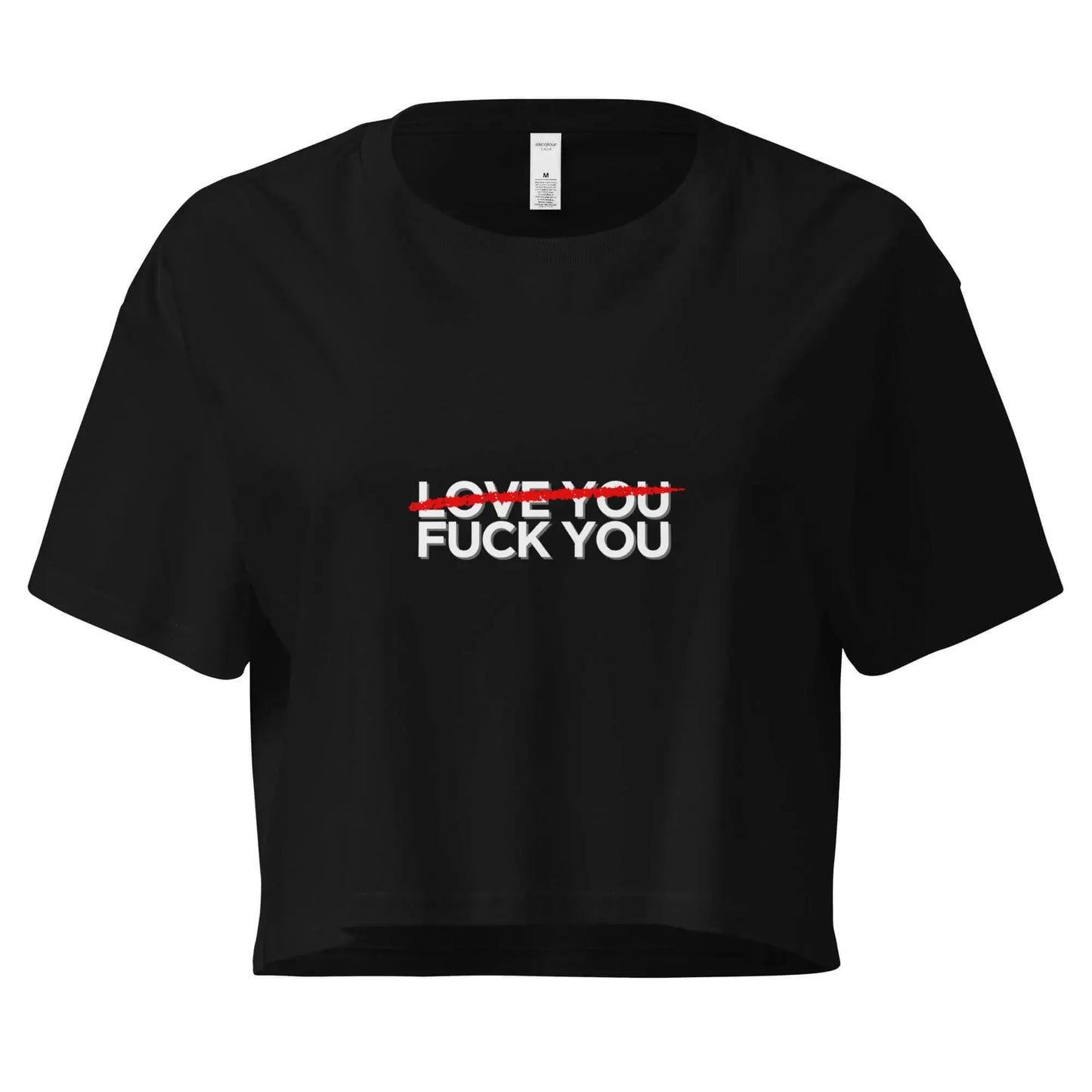 crop top noir slogan fuck you style rebelle provocateur
