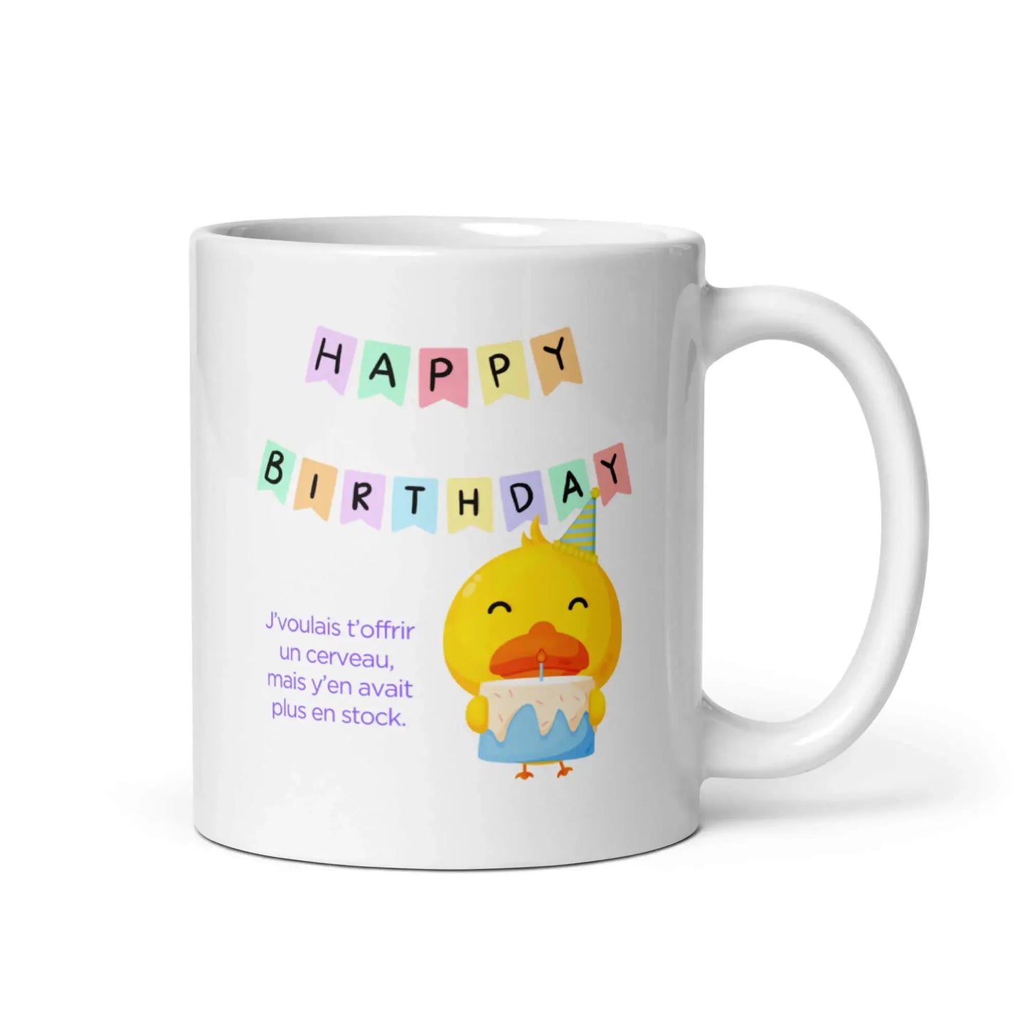 Mug fun pour anniversaire avec phrase comique et canard