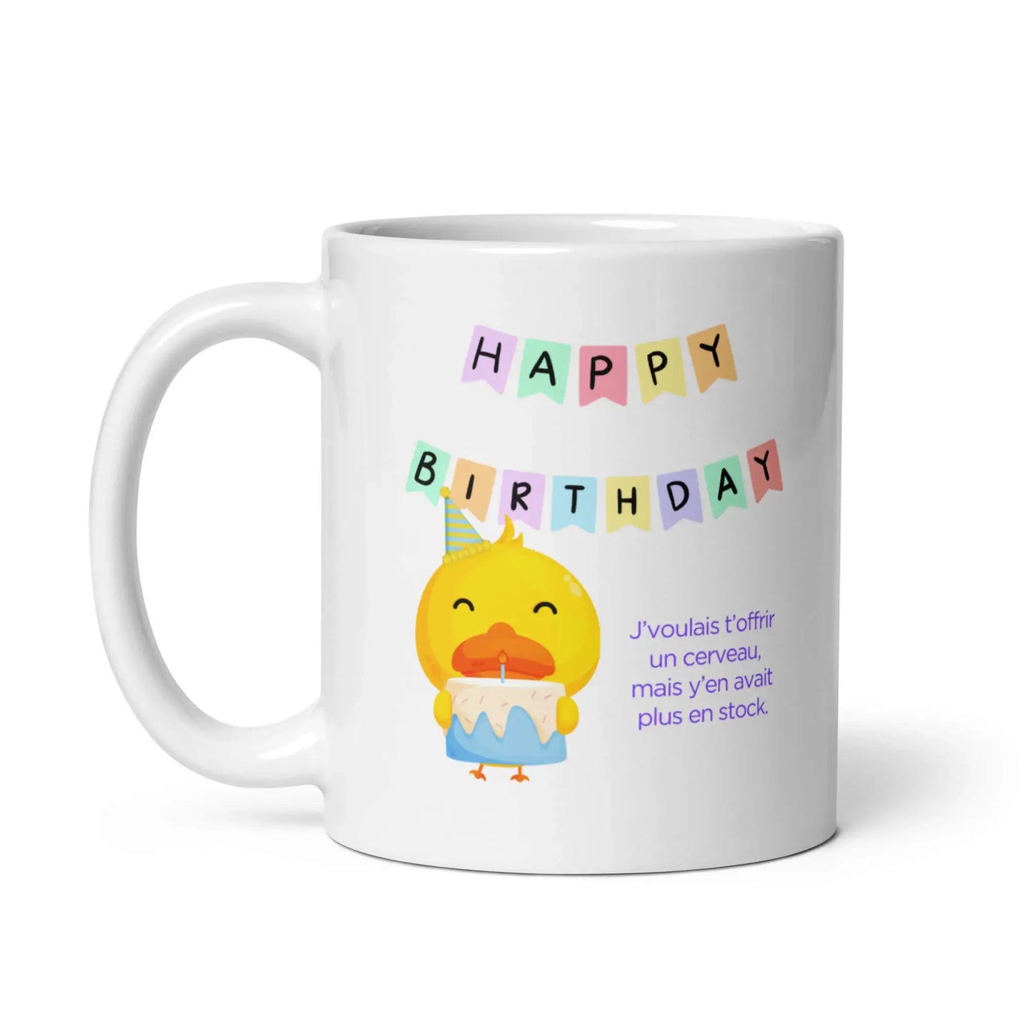 Mug drôle anniversaire avec canard et punchline