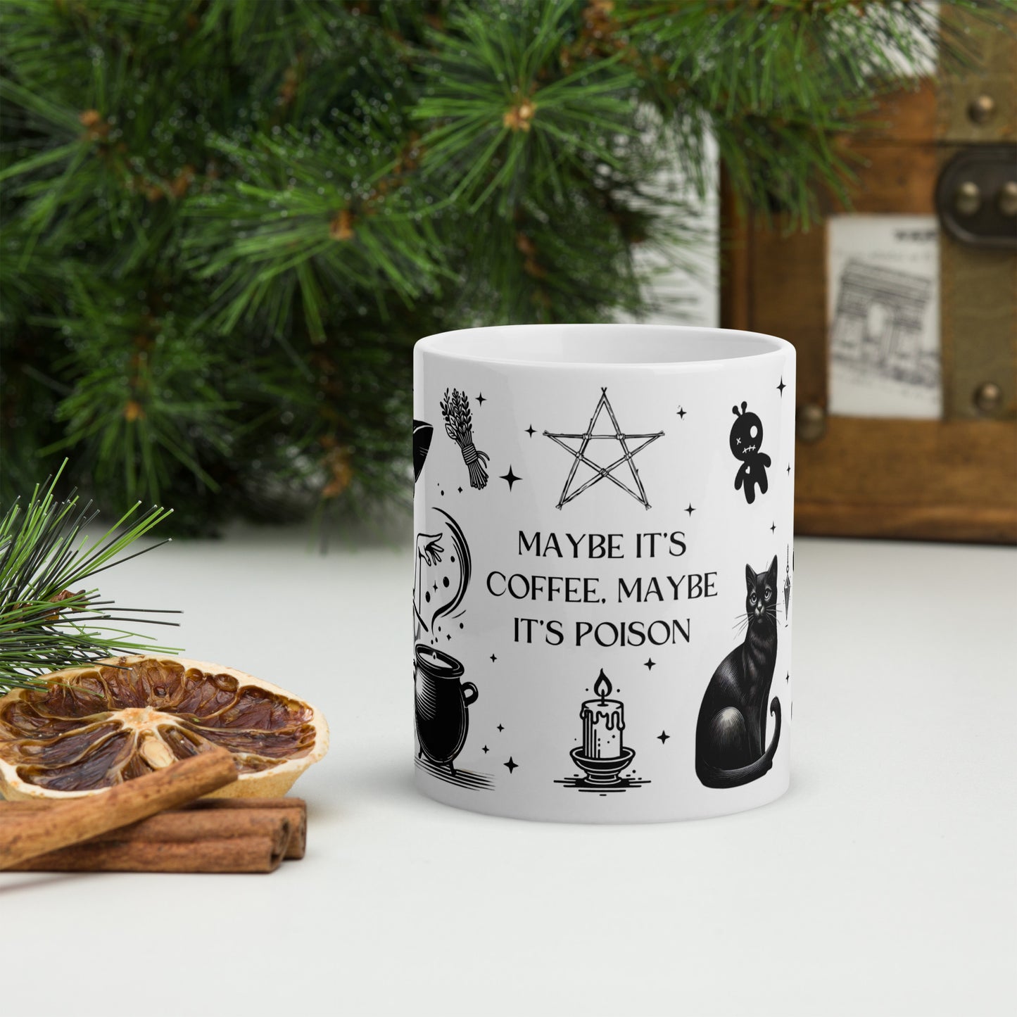 Mug sorcière avec chaudron et accessoires mystiques cadeau noël