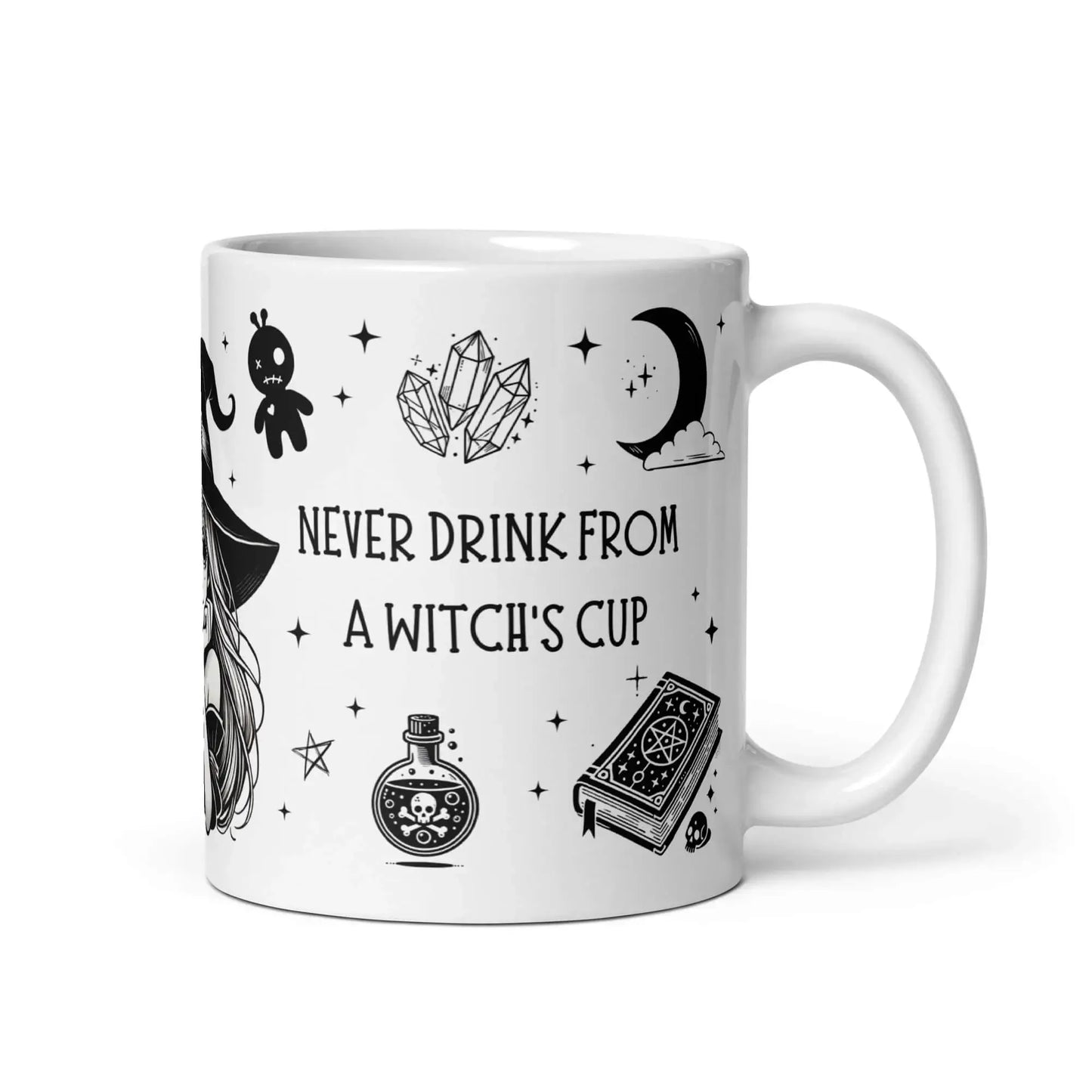 Mug ésotérique avec le message Never drink from a witch s cup