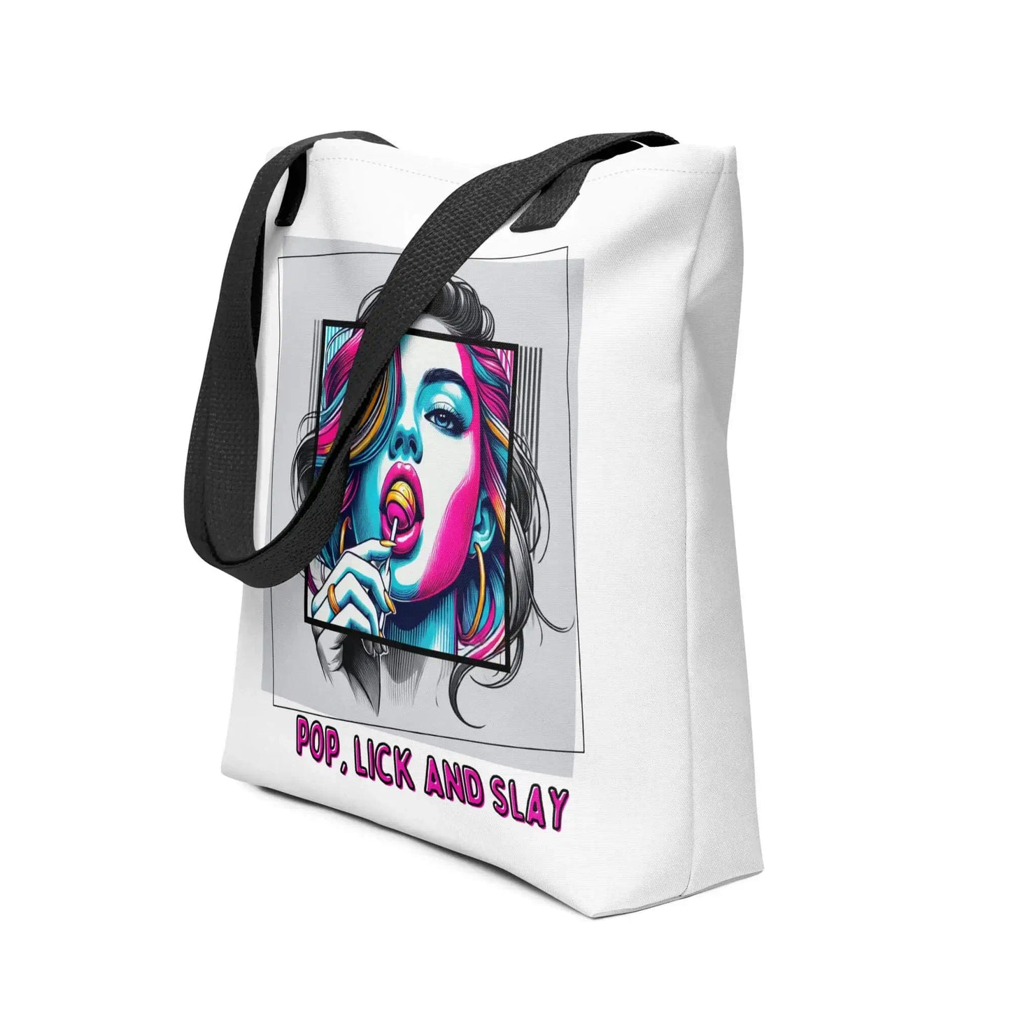 Tote bag audacieux et stylé avec phrase suggestive et design pop