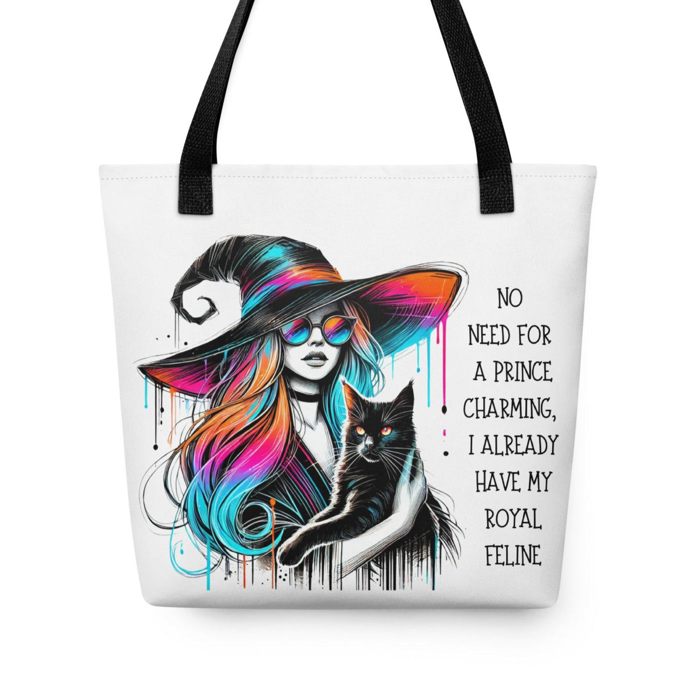 Tote bag sorcière mystique avec chat noir