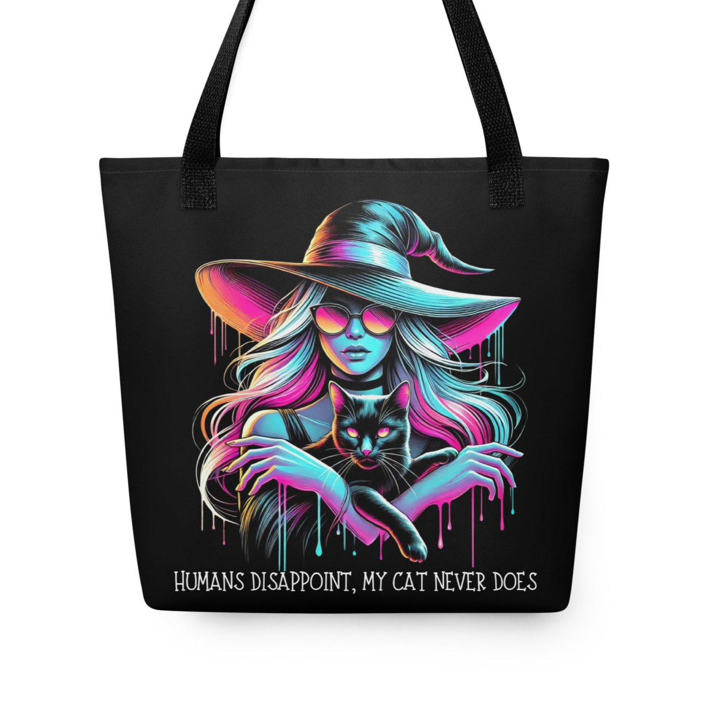Tote bag sorcière et chat noir ambiance mystique