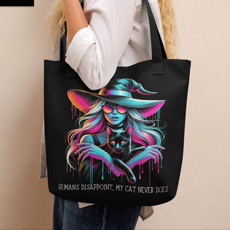 Tote bag sorcière compagnon félin et univers magique