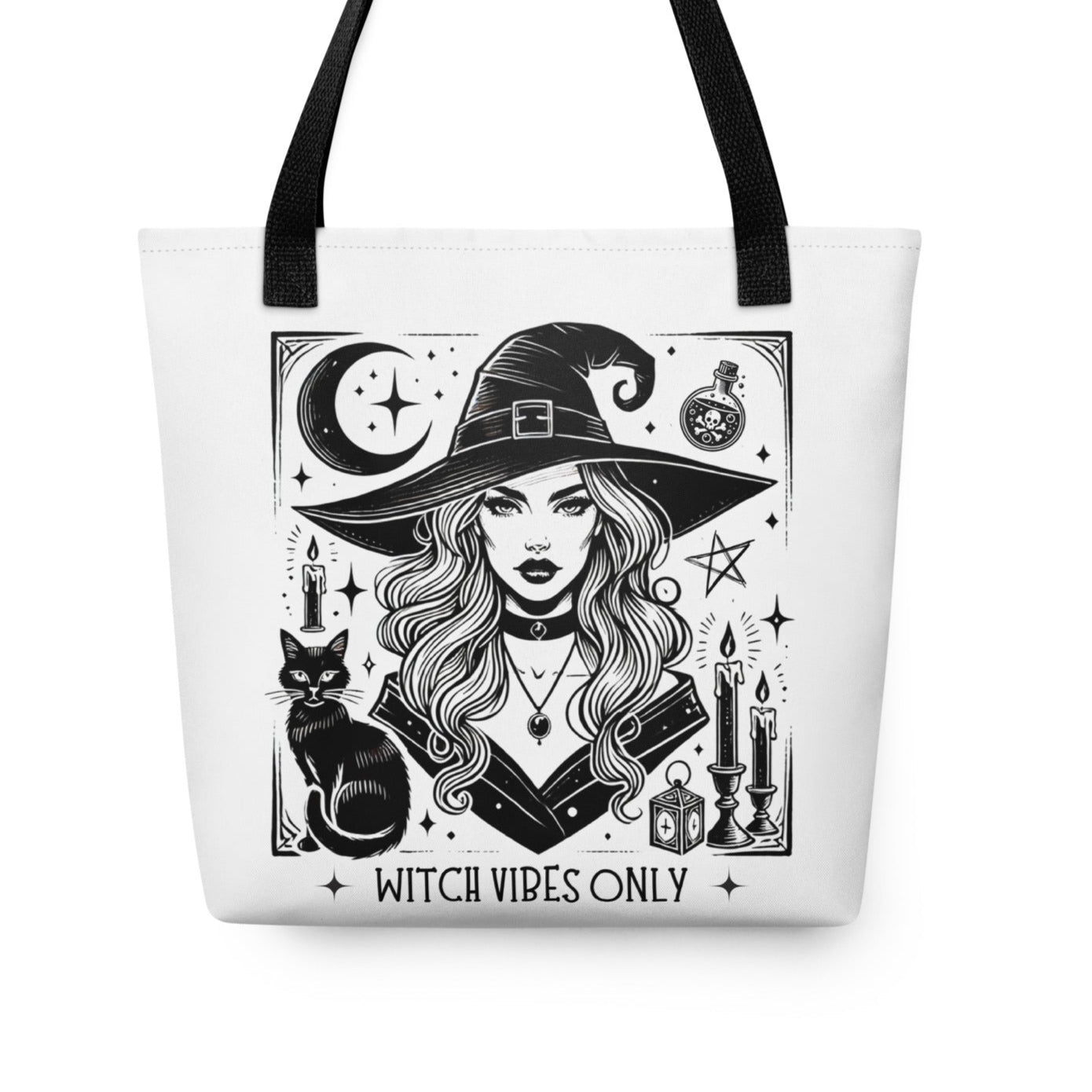 Tote bag sorcière style gravure ésotérique