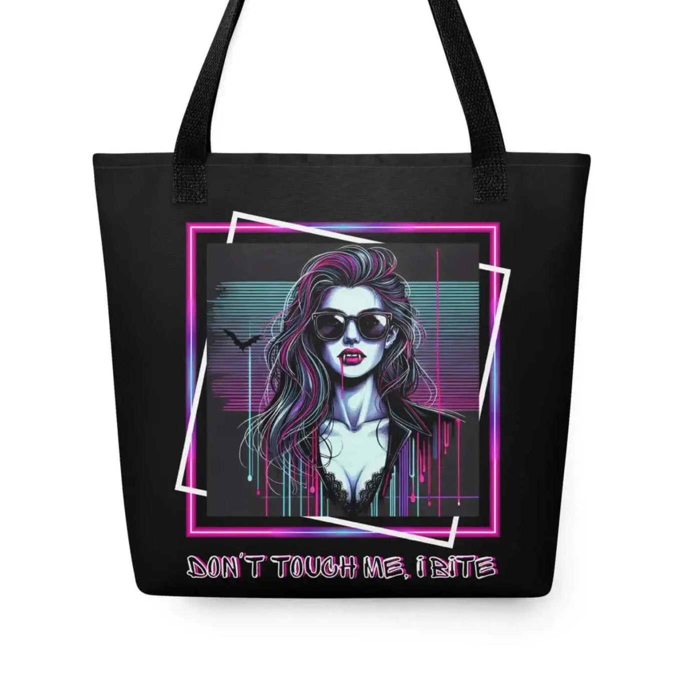 Tote bag vampire avec slogan Dont touch me I bite