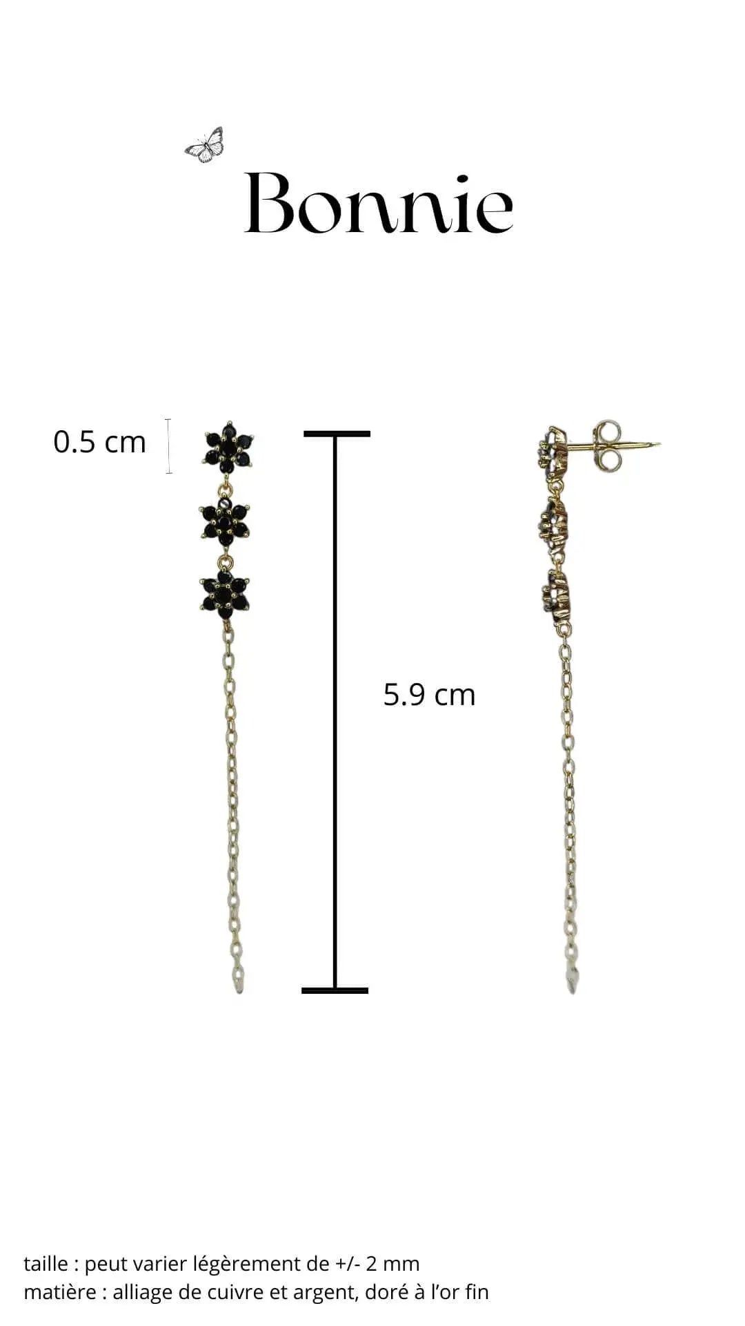 boucle pendant motif fleur et chainette, élégance et style