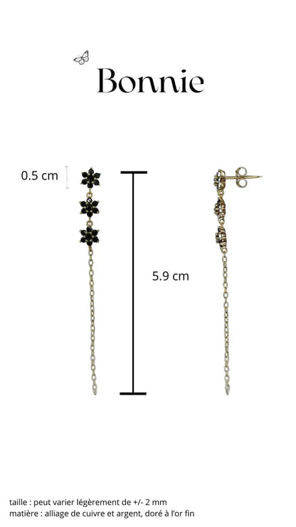 boucle pendant motif fleur et chainette, élégance et style