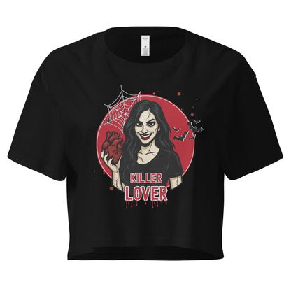 t-shirt court femme noir et rouge 