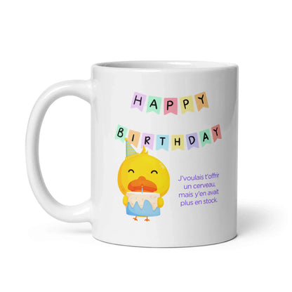 Mug drôle anniversaire avec canard et punchline