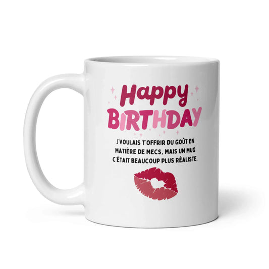 Mug humoristique avec texte drôle sur les goûts en mecs