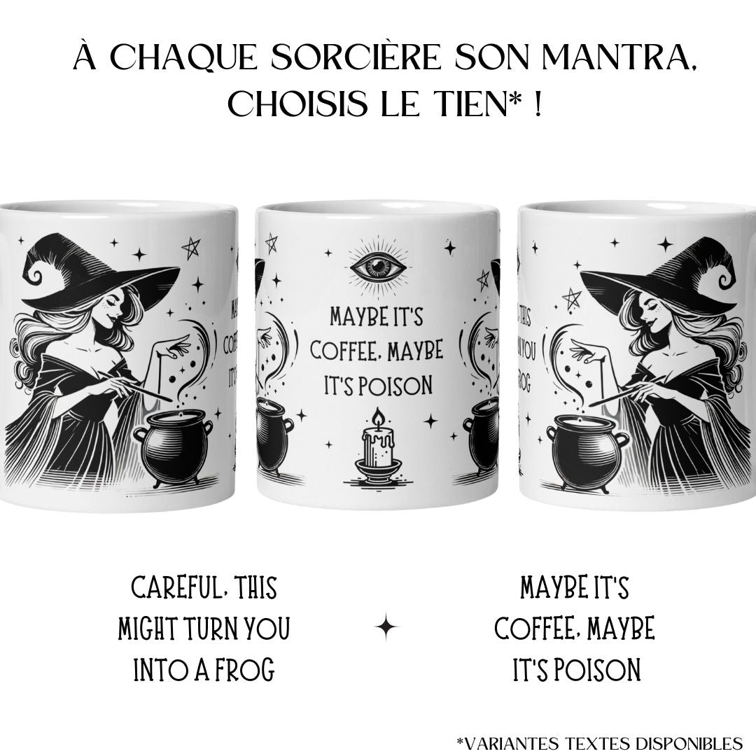 Collection de mugs sorcière avec plusieurs slogans ésotériques
