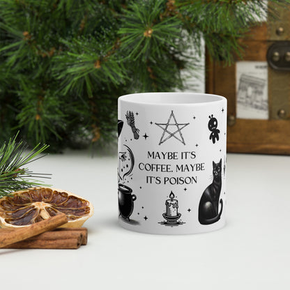 Mug sorcière avec chaudron et accessoires mystiques cadeau noël