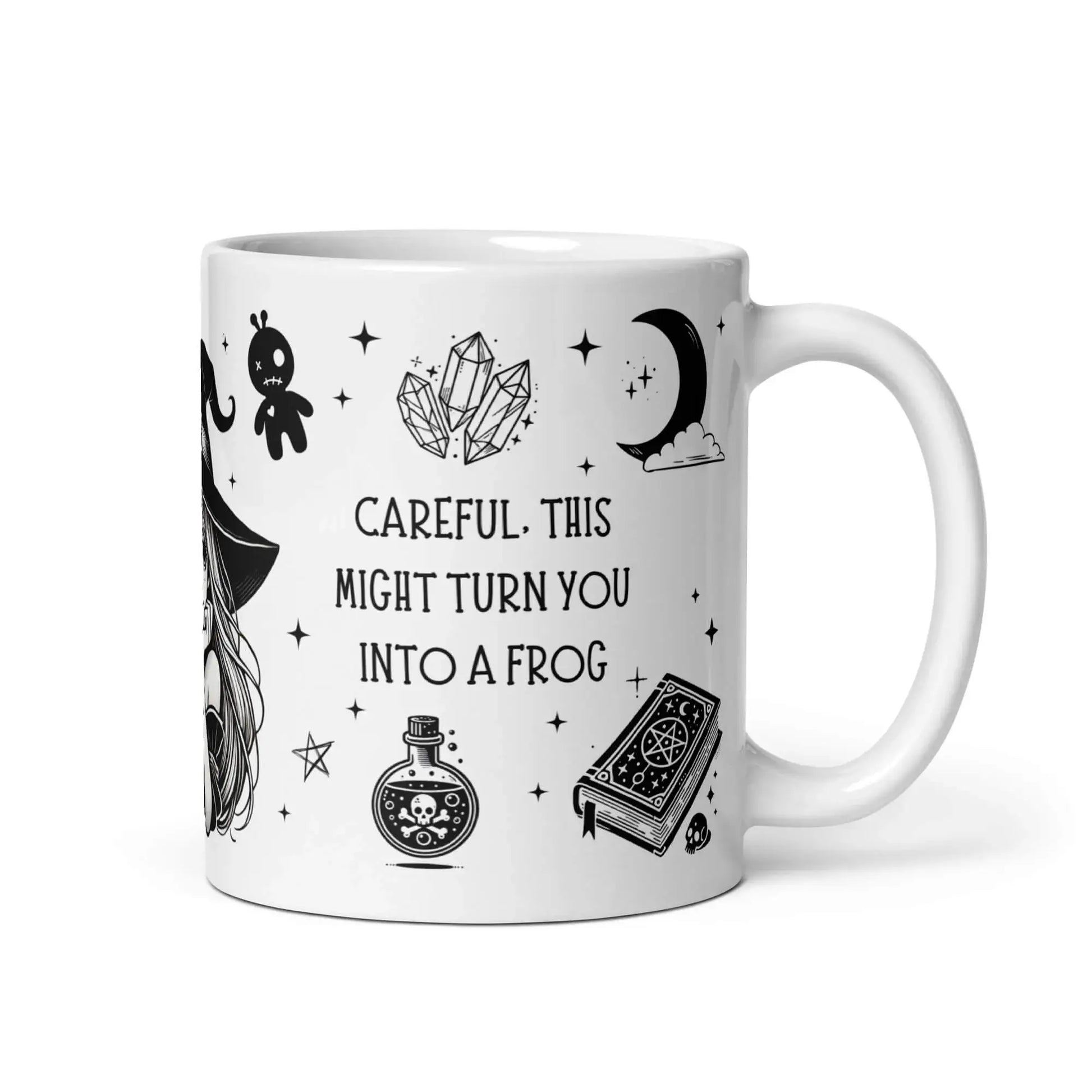 Mug sorcière avec l’inscription humoristique Careful it might turn you into a frog