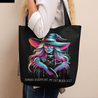 Tote bag sorcière compagnon félin et univers magique