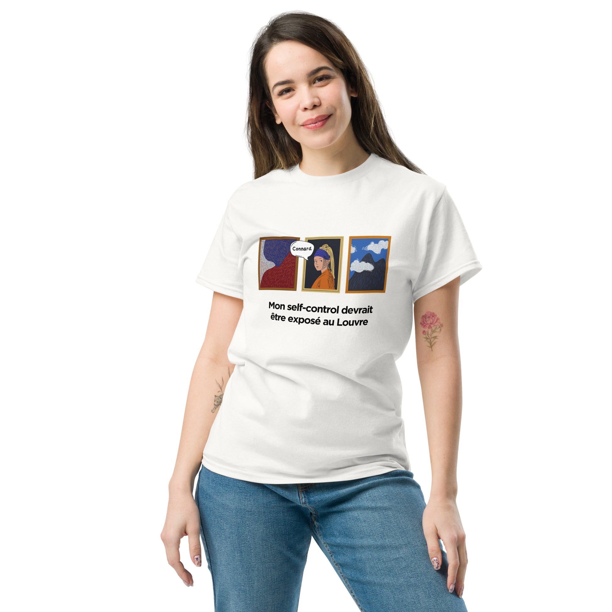 t-shirt blanc avec phrase drôle